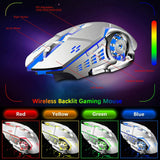 104 Keys Wireless Gaming Keyboard Mouse Set+Mouse Pad, RGB LED Backlit PC/Laptop White-RGB