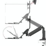 Ergonomic 19-27 Inch Monitor Holder with Foldable Keyboard Tray Full Motion Sit-stand Workstation