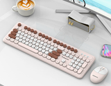 Coffee Punk Color Wireless 2.4G Keyboard and Mouse Combo - Ergonomic Design with Long Battery Life