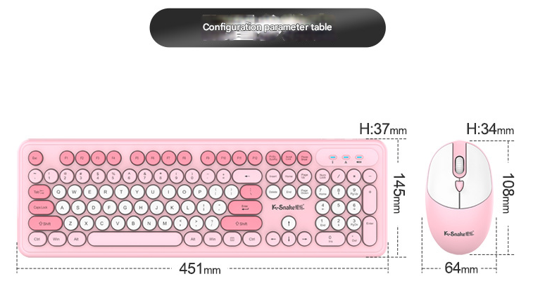 Coffee Punk Color Wireless 2.4G Keyboard and Mouse Combo - Ergonomic Design with Long Battery Life