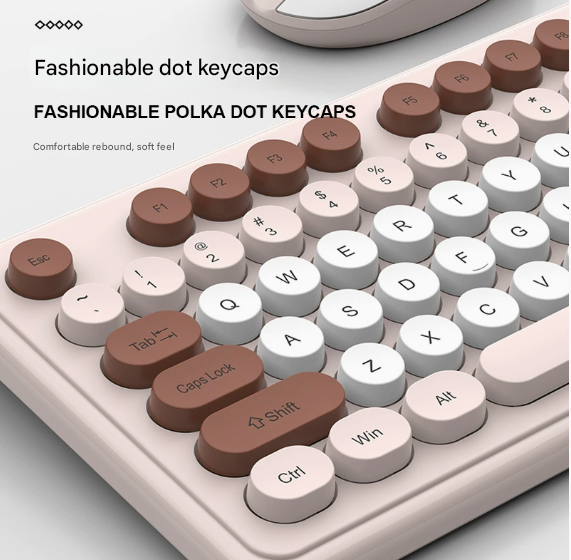 Pink Punk Color Wireless 2.4G Keyboard and Mouse Combo - Ergonomic Design with Long Battery Life